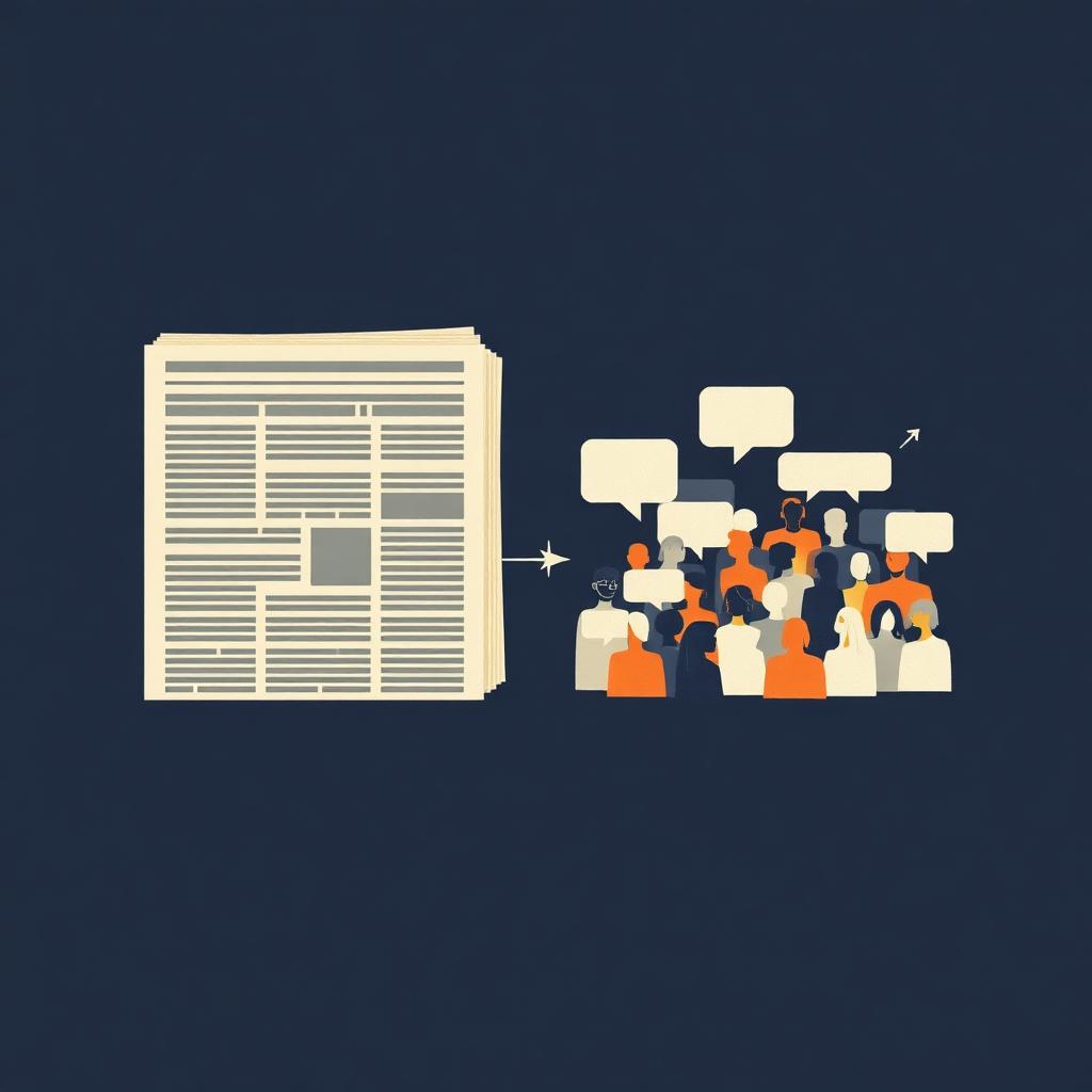 Un journal face à une foule de bulles de conversation