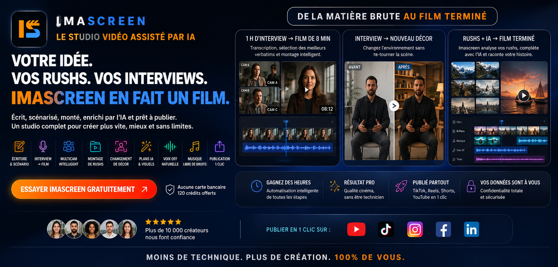 ImaScreen, le studio vidéo assisté par IA : essayer gratuitement