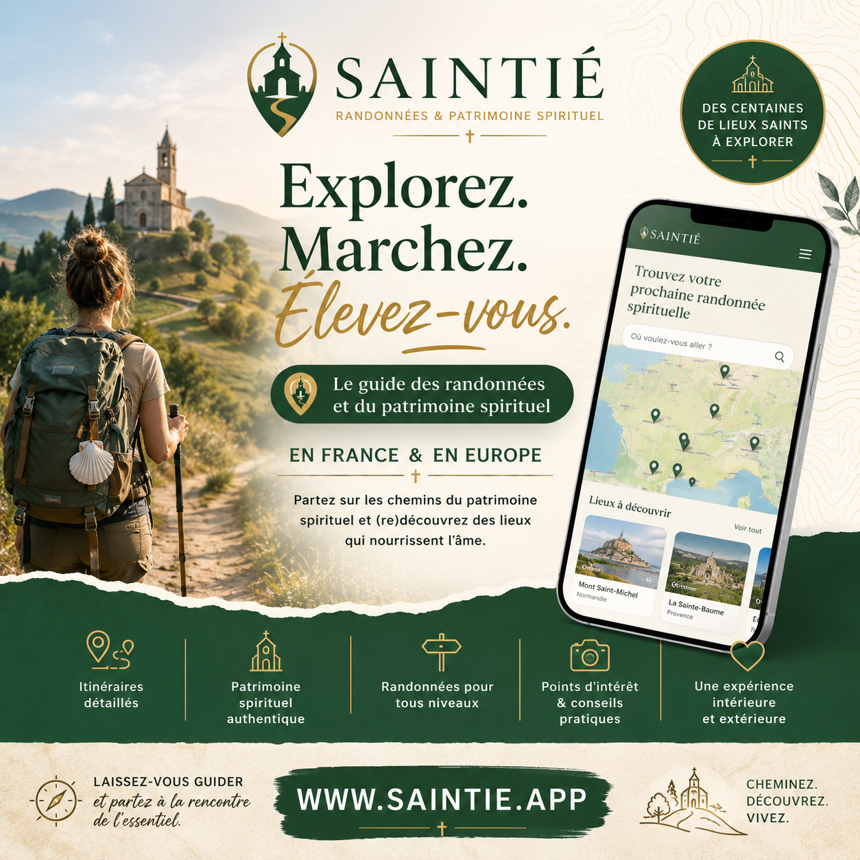Saintié, le guide des randonnées et du patrimoine spirituel en France et en Europe